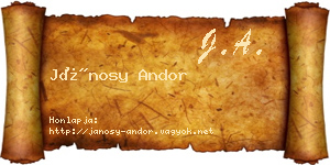 Jánosy Andor névjegykártya